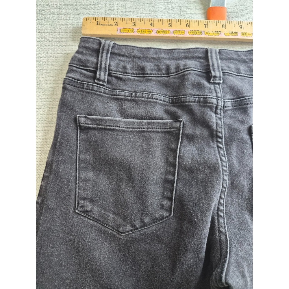 Tahari Jeans Womens 8/29 Black Denim Dark Wash Cotton Stretch Tapered Leg Logo - Picture 8 of 12